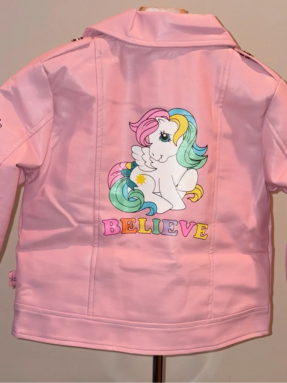 Lola and the Boys X My Little Pony Pink Believe Faux Leather Jacket sz 5 NWT